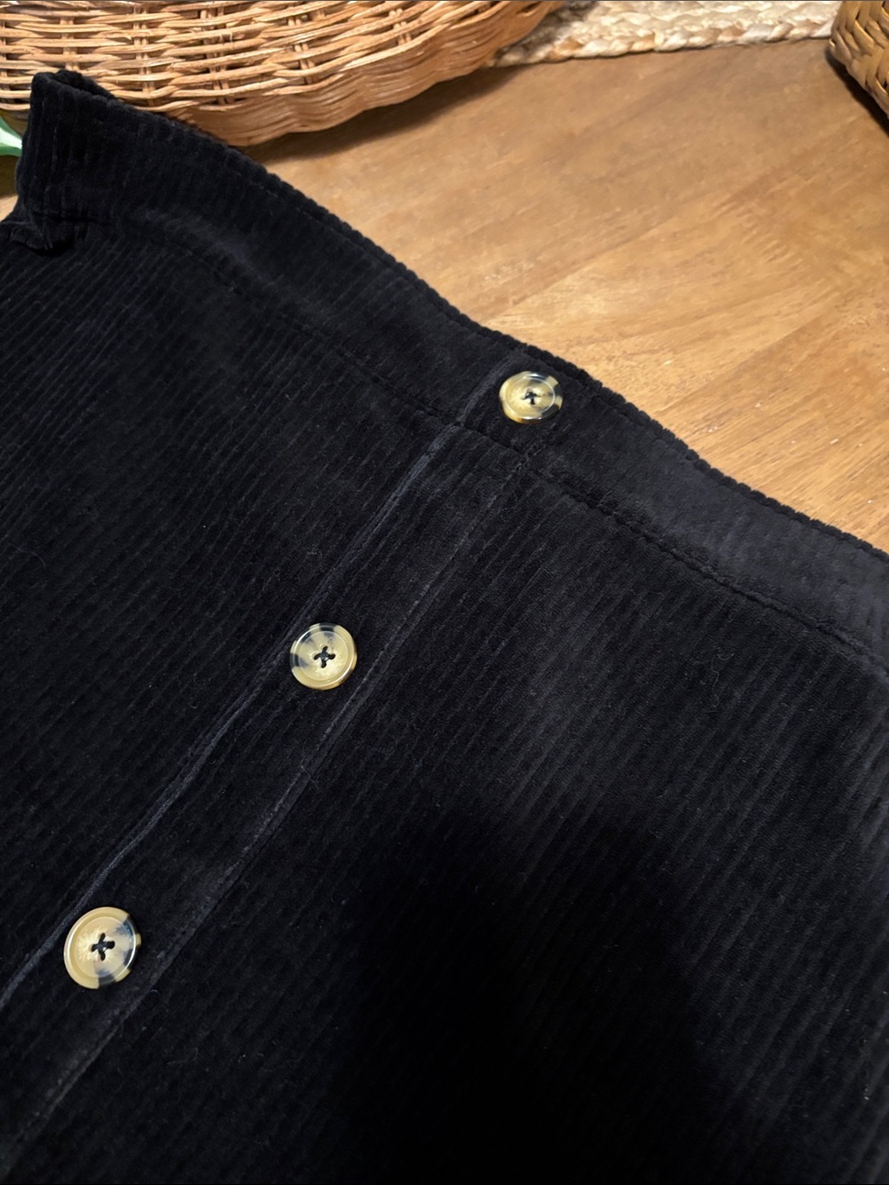 Wallflower Black Corduroy Button-Front Mini Skirt - Picture 3 of 7